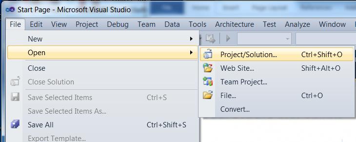 Figure 1 2. In the Solution Explorer, right-click the find_and_fix_ memory_errors project and select Set as Startup Project. 3. Build the application using Build > Build Solution.