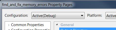 To verify settings: 1. In the Solution Explorer, right-click the find_and_fix_memory_errors project and select Properties. 2.