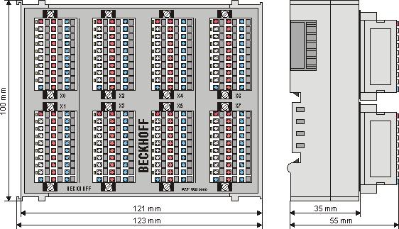 maximum of 64 Bus Terminals or Bus Terminal Modules may be aligned to a Bus Coupler! An overall with of 80 cm must not be exceeded!