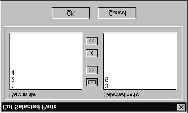 If no parts are selected within the current drawing, the Cut Selected Parts dialog box is displayed.