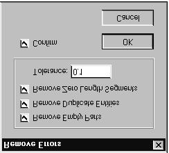 circumstances by the CAD software used to generate the drawing files. The Remove Errors option is only available in the layout program mode when a drawing file is opened.