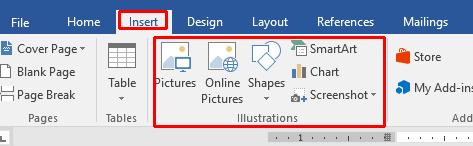 WORD 2016 FOUNDATION Page 116 Using graphics within Microsoft Word Types of graphics that you can insert into Word 2016 Microsoft Word has a range