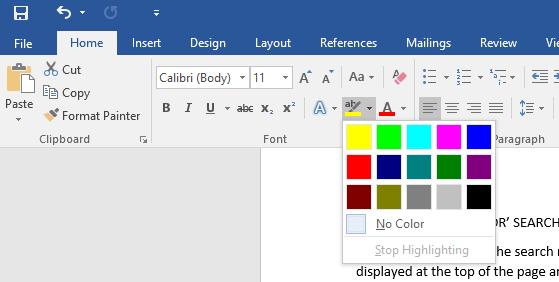 WORD 2016 FOUNDATION Page 50 Select another portion of text and try applying a different highlight colour.