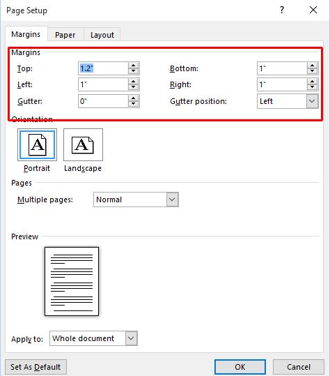 WORD 2016 FOUNDATION Page 85 Before continuing, reset the margins to the Microsoft Word default values by clicking on
