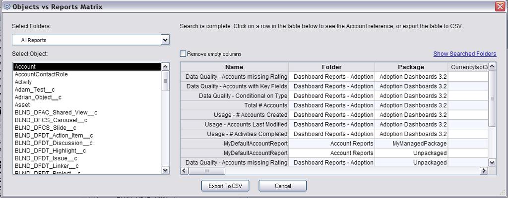 E. To use the matrix for the steps detailed below: 1. Select which Reports to search from by simply clicking on the folder menu.