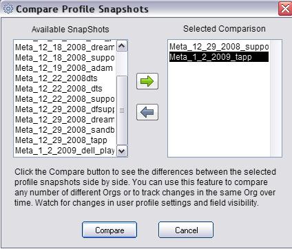 Comparing Profile Snapshots Similar to the Asset Snapshot, you have the ability to compare multiple Profile Snapshots.