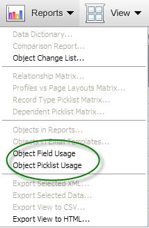 Object Field and Picklist Value Usage Reports SnapShot has just added two new reports to the Object Snapshot that allows users to view the usage of both object fields and object picklists in your