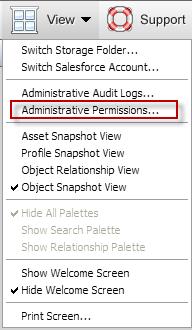How to use the Snapshot Administrative Permissions To access the Snapshot Administrative Permissions, simply follow the steps below: 1. Click on the View menu and select Administrative Permissions 2.