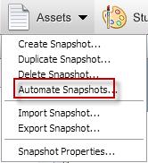 Automated Asset Snapshot Snapshot also provides the ability to automate Asset Snapshots. This new feature allows you to schedule an automated Snapshot creation for Assets.