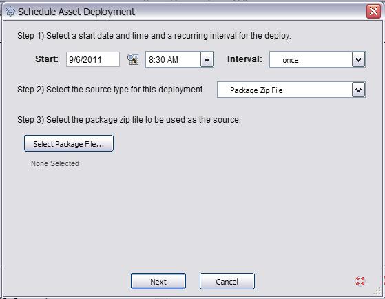 Package Zip File Selecting this option allows users to use the Package Zip File that was created on a previous deployment as the Source. These package files are essentially ANT deployments package.
