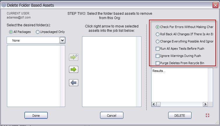 3. Once the user has logged in to the Delete Folder Based Assets dialog, the Delete Folder Based Assets dialog box will appear.