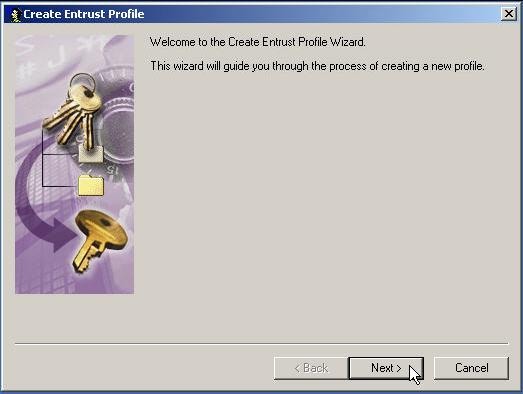 Wizard for creating the Entrust profile of the user The user should then enter the reference number and the