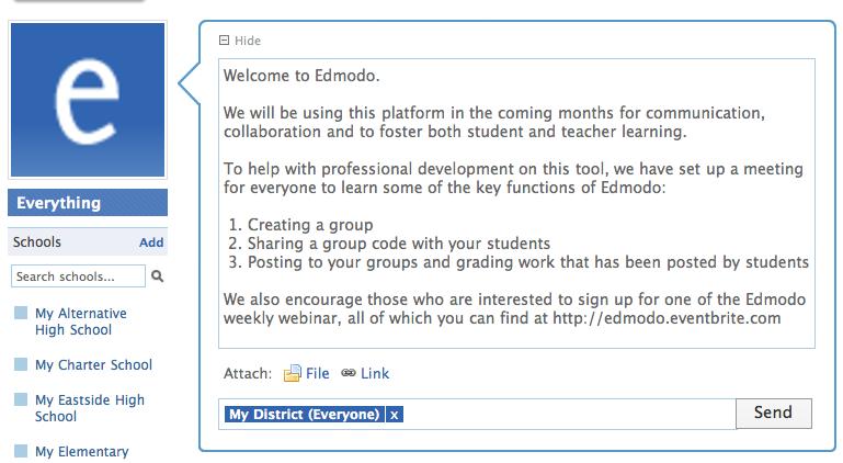 about Edmodo and encourage them to share cool examples of ways they are using Edmodo in the classroom.