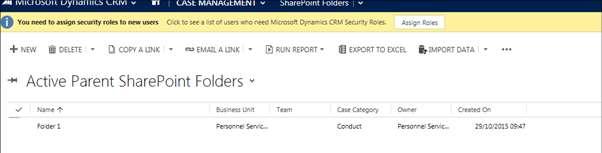 This first folder is the parent folder and will not be visible in SharePoint. Enter the entity name, this will always be Case.