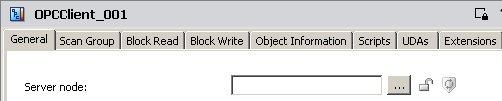 Figure 14: OPCClient Object Properties Click on the Ellipses Button ( ) to the right of the Server node text field, as shown in Figure 15