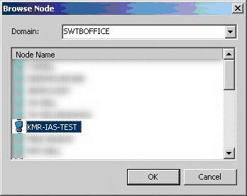 Page 12 of 29 domain. The name of the node for this example is KMR-IAS-TEST, so we will highlight that node name and select OK, as shown in Figure 16 below.