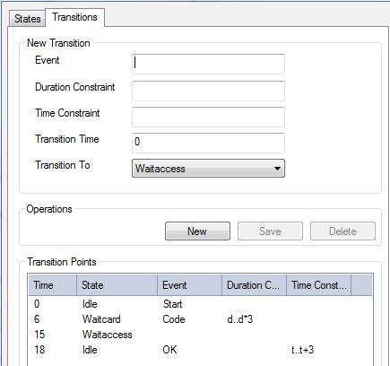 UML Diagrams Behavioral Diagrams Timing Diagram 32 All transitions defined for the Timeline element are listed in the Transition Points panel. Add a New Transition 1. Click on the New button. 2.