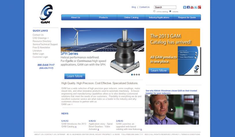 GAM is your complete source for Gear Reducers, Servo Couplings, Linear Mounting Kits, and other innovative products used in automation