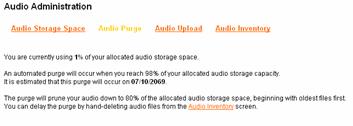 The Network Edition recommends an audio storage limit based on the available storage plus the number of students using the product.