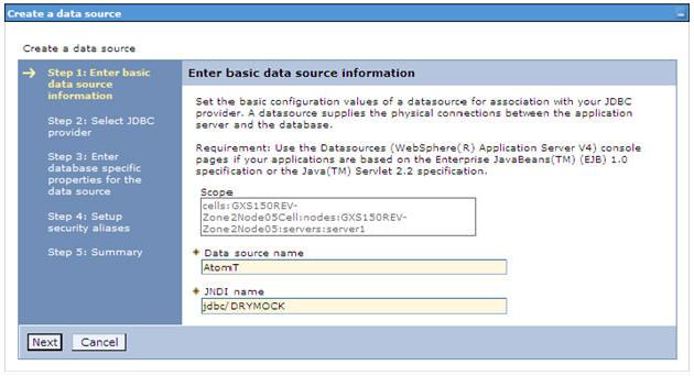 Configuring Resource Reference Figure 5 6 Create a data source 6.