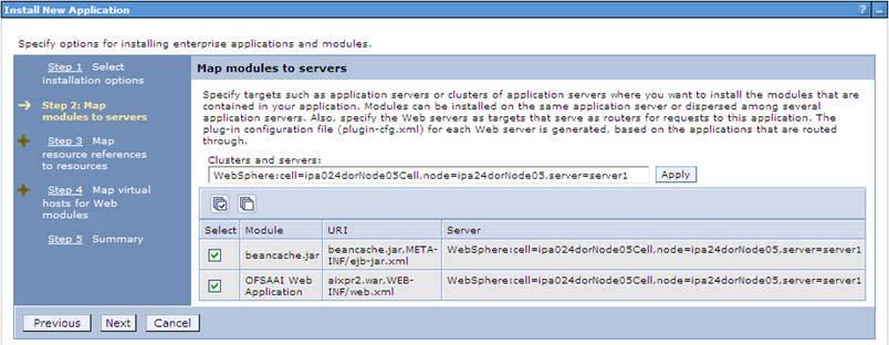 Configuring Web Application Servers Figure 5 34 Map Modules to Servers 9. Select the Web Application and click Next. The Map Resource References to Resources window is displayed.