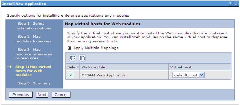 Configuring Web Application Servers Figure 5 36 Map Virtual host for Web