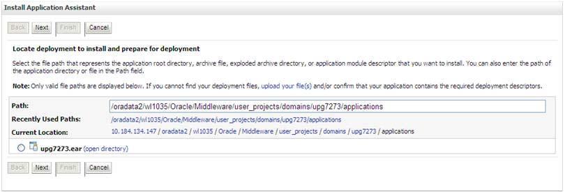 Configuring Web Application Servers Install Application To install Application: 1. Open the Install Application Assistant. Figure 5 40 Install Application Assistant 2. Click Next.