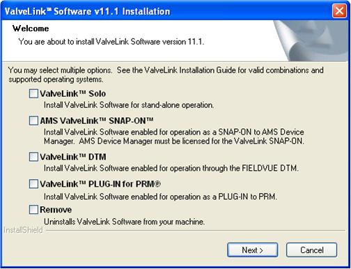 Install 1. Close any open applications on your desktop 2. Insert the CD containing the ValveLink Software 11.