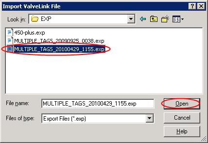 Import ValveLink Tag Data 1. Launch 2. From the Tag menu, select Import Tag Data... 3.