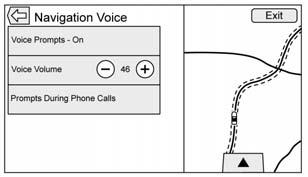 24 Navigation The following options can be adjusted:. Voice Prompts On-Off. Voice Volume.