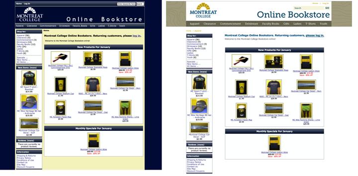 3 EXAMPLES applying the brand to the current site online bookstore Add the new top header with navigation and change to a white background.
