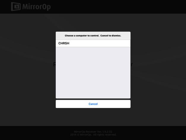 Open the MirrorOp Receiver app.