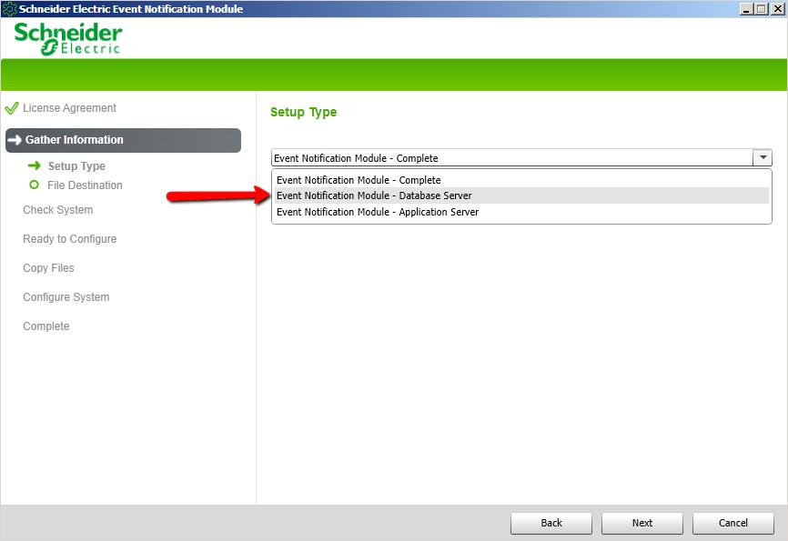 Setup Type: - Select Database Server (by