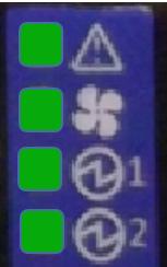 Figure 52: System Status LEDs 5 Minutes After Power On in SN2100 After inserting a power cable and confirming the green System Status LED light is on, make sure that the Fan Status LED shows green.