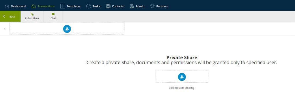 Private and Public Share Within the transaction parties tab, you have the ability to create new parties involved with the