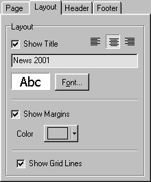 BPM Print Designer Register tab Layout : Show title Select if a page title should be printed. The following fields you can enter a page title, and choose a font.