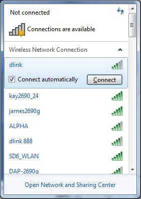 3. Highlight the wireless connection with Wi-Fi name (SSID) you would like to connect to and