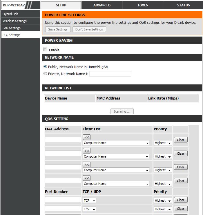 Section 3 - Configuration PLC Settings This section will show you how to configure your new D-Link PowerLine AV device using the web-based configuration utility.