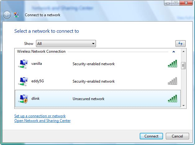 Section 3 - Configuration Connecting to a Wireless Network Using Windows Vista Windows Vista users may use the built-in wireless utility.