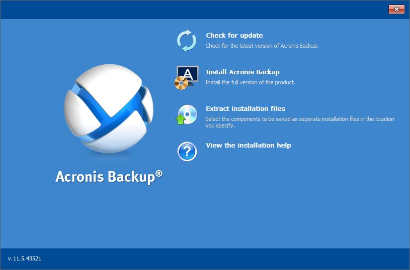 3. Click Install Acronis Backup. 4.