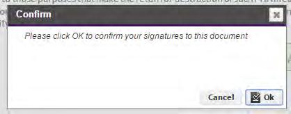 After all signature sections are completed, a confirmation popup message will appear.