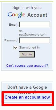 You must have a Google account first, and if you don't, just click on Create an account now to create an account with