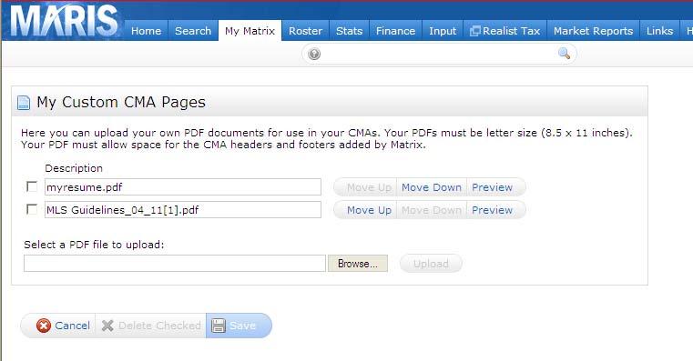 To add a custom page, click on the Browse button, locate your PDF file on your computer and select it to return to this panel. Click the Upload button, which should now be available for use.