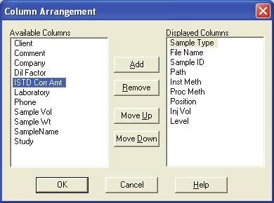 3 Automating Analysis About Sequences Arranging the Columns To change the number or the arrangement of the columns in Sequence Setup 1.