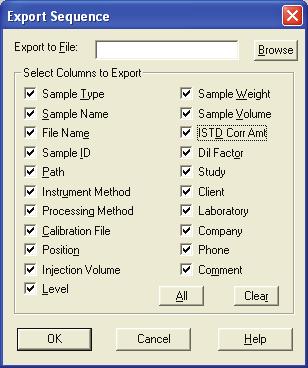 3 Automating Analysis Modifying a Sequence Exporting a Sequence Export a sequence as a separator delimited text file with a.csv file extension.