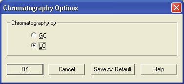 2 Processing Setup Detection To change the chromatography mode, choose Options > Chromatography By to open the Chromatography Options dialog box.