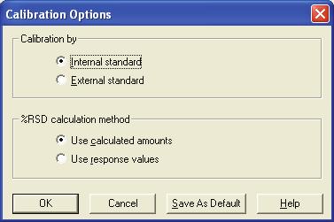 2 Processing Setup Calibration Calibration Use the Calibration page to assign either target compound type or ISTD type to each of the components defined on the Identification page: When you select