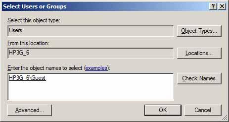 iv. When you finish adding names, click OK to close the Users and Groups dialog box. C. In the Names list, select the name or group to set up.