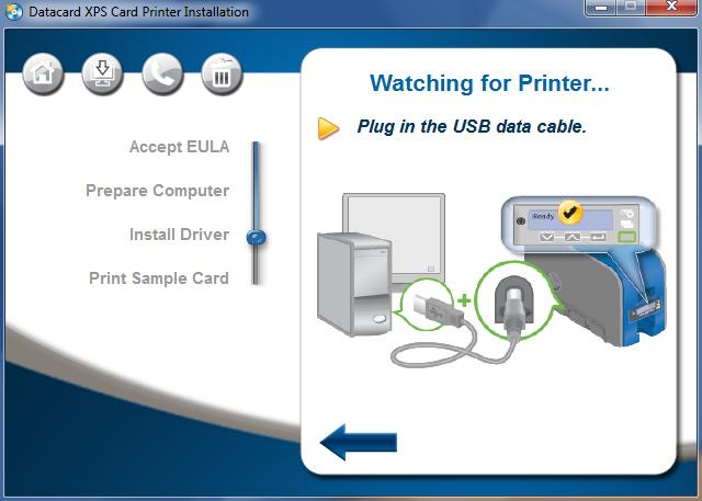 5. When prompted, connect the printer to the PC using a USB cable, as shown on your screen.