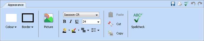 Printed Documentation Text box properties When you click a text box in Edit Mode, its Appearance tab appears in the Editing Toolbar.